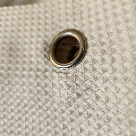 Cream white waffle texture 12 silver grommet shower curtain 70x72" - Picture 4 of 5